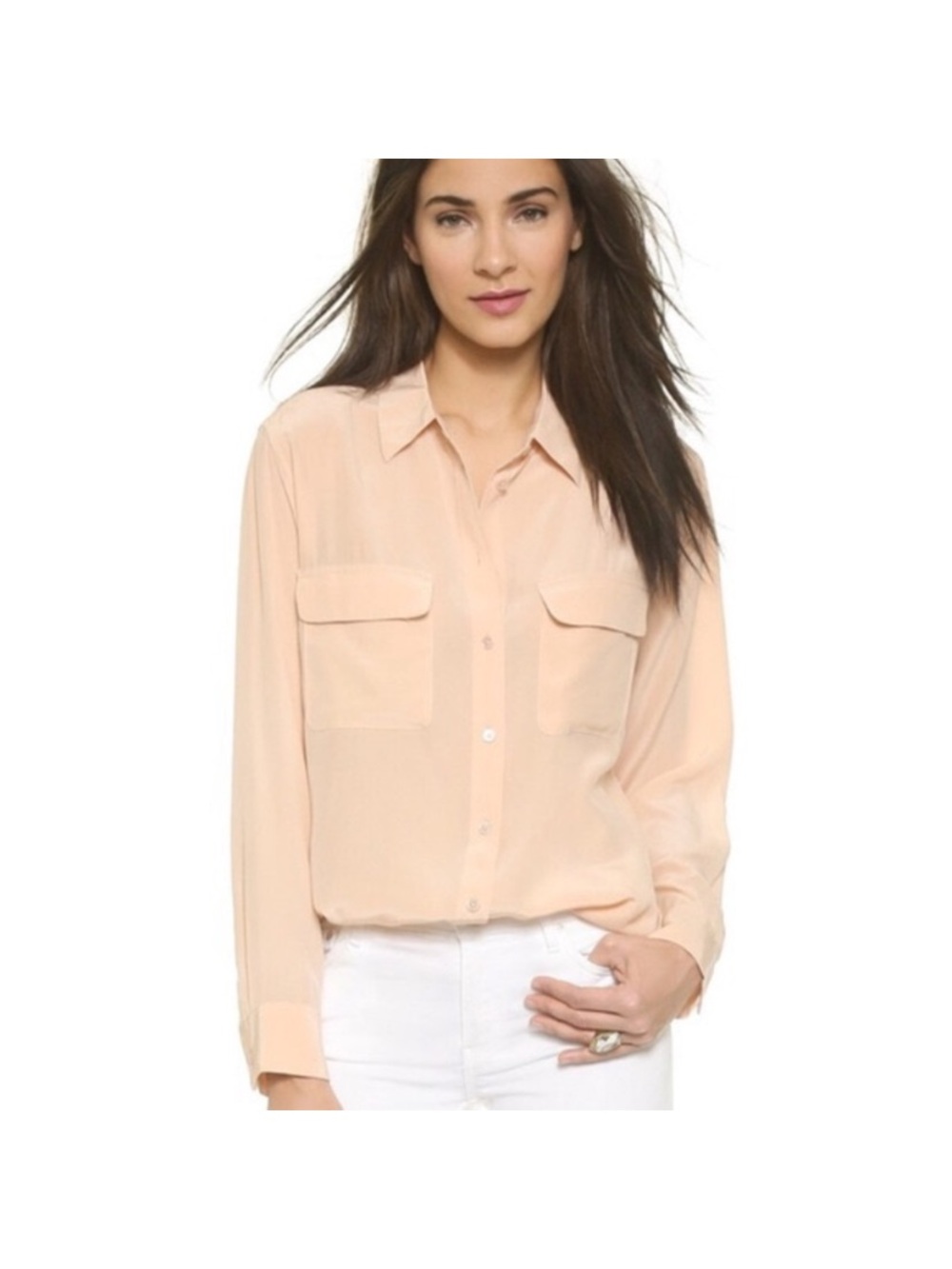 Equipment Peach Button-Down Utility Blouse